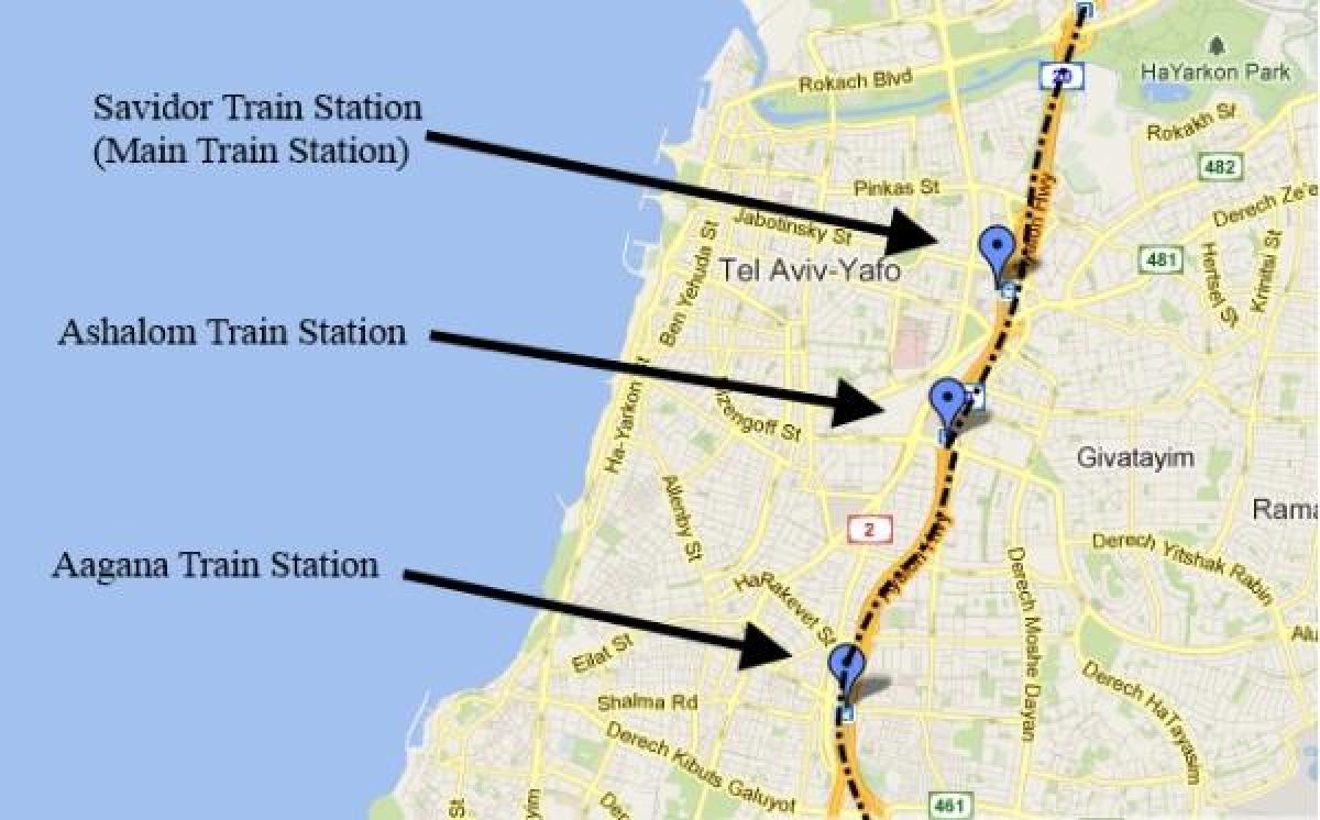 kaart van de sherut kaart van Tel Aviv