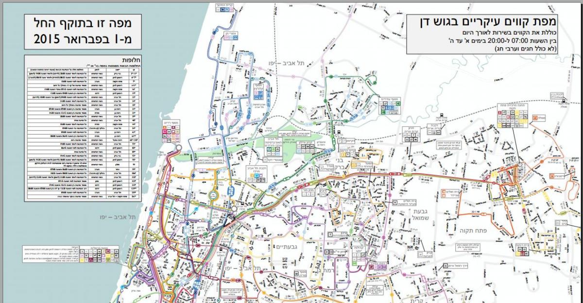 Tel Aviv bus routes kaart