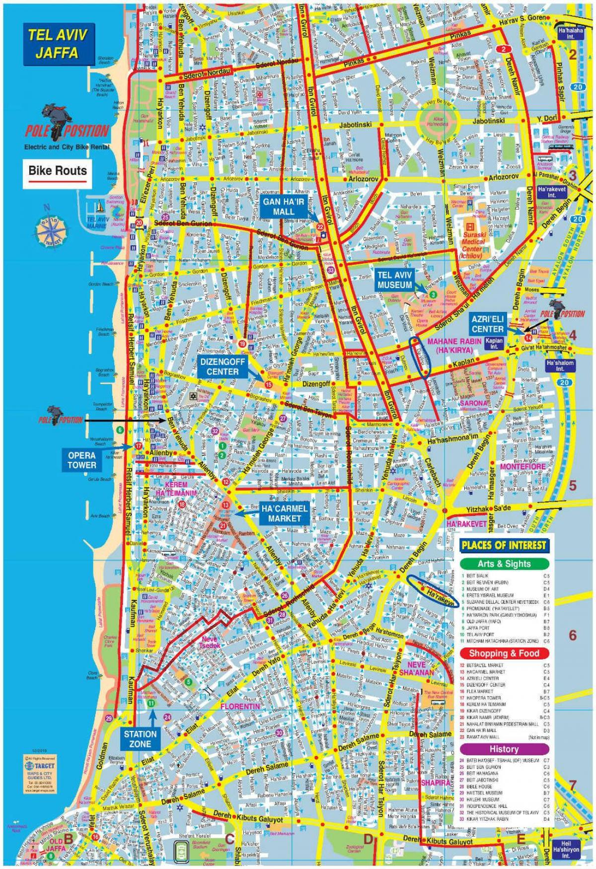 kaart van Tel Aviv fiets