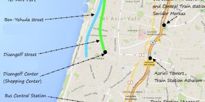 Kaart van Tel Aviv openbaar vervoer